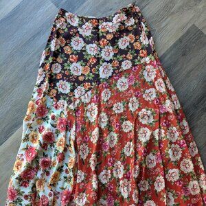 Farm Rio Patchwork Floral Midi Skirt
